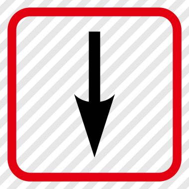 Vektör simgesi bir çerçeve içinde aşağı ok keskin