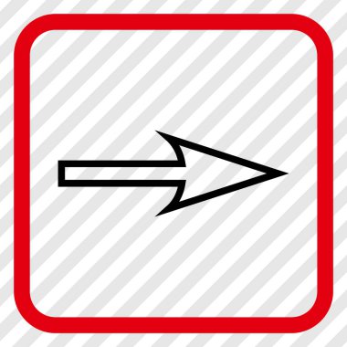 Keskin ok doğru vektör simgesi bir çerçeve içinde