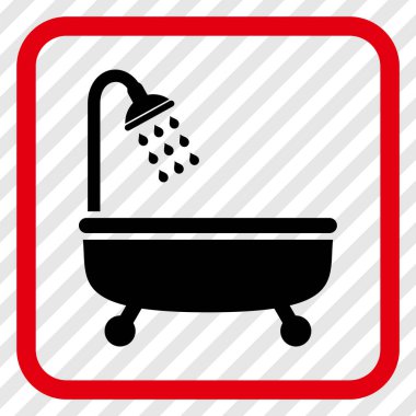 Duş Banyo vektör simgesi bir çerçeve içinde