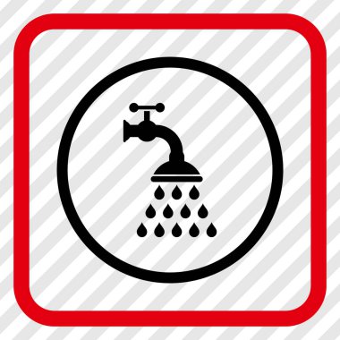 Duş musluk vektör simgesi bir çerçeve içinde