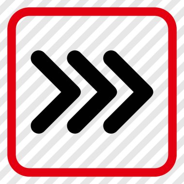 Ok ucu doğru vektör simgesi bir çerçeve içinde üçlü