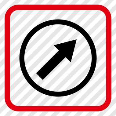 Yukarı sağ yuvarlak ok vektör simgesi bir çerçeve içinde