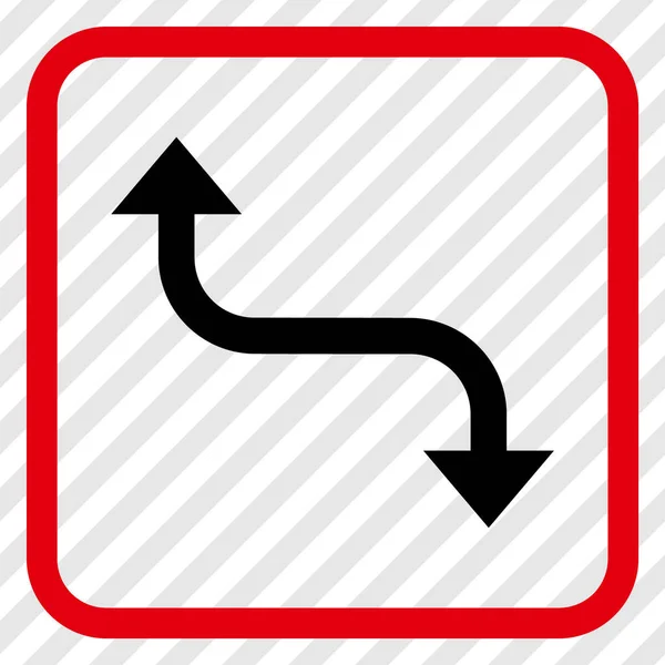 Icona vettoriale freccia curva opposta in una cornice — Vettoriale Stock