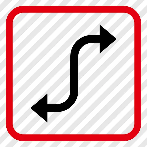Icona vettoriale freccia curva opposta in una cornice — Vettoriale Stock