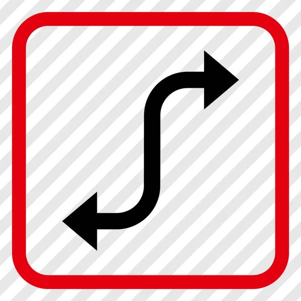 Tegenover Bend pijlpictogram Vector In een Frame — Stockvector