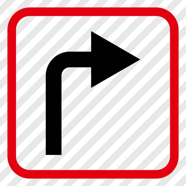 Turn Right Vector Icon In a Frame — Stock Vector