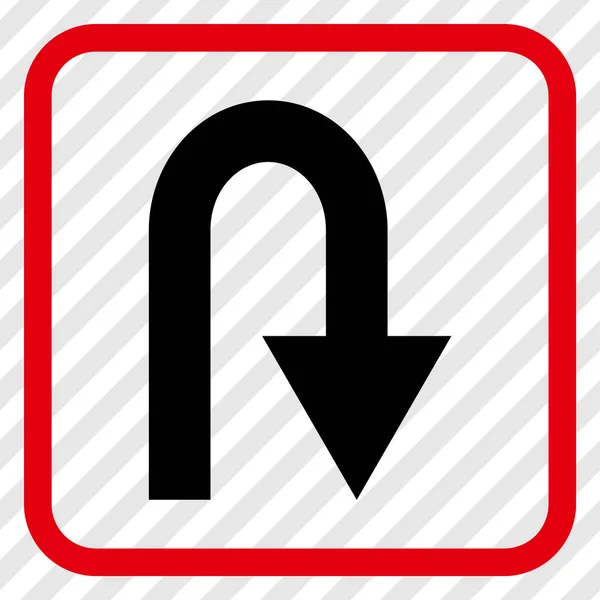 U Turn Vector Icon In een Frame — Stockvector