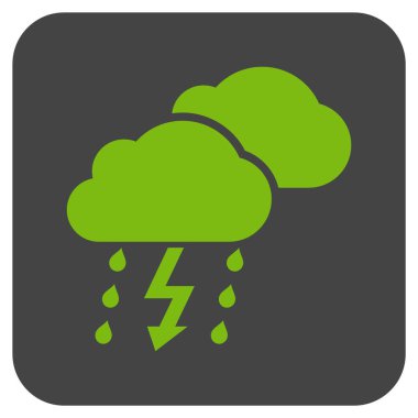 Fırtına bulutları düz kare vektör simgesi