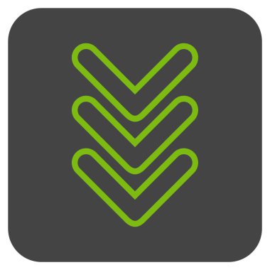 İşaretçi aşağı düz kare vektör simge üçlü