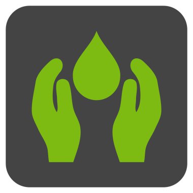 Su bakımı düz kare vektör simgesi