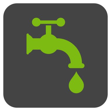 Su musluk düz kare vektör simgesi