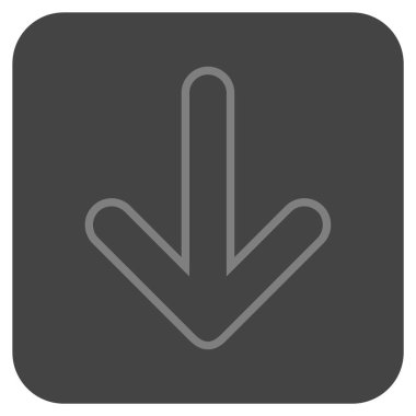 Düz aşağı yönlü ok vektör simgesi kare