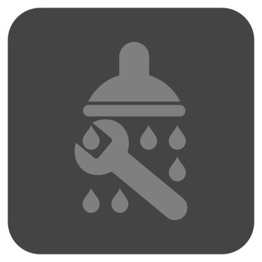 Duş sıhhi tesisat düz kare vektör simgesi