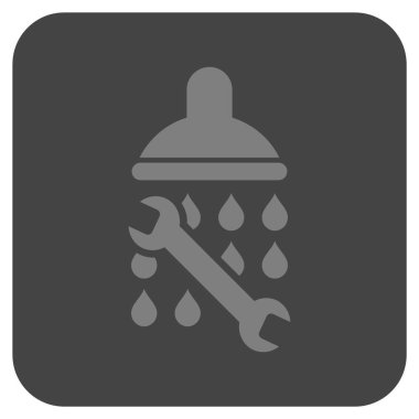 Duş sıhhi tesisat düz kare vektör simgesi