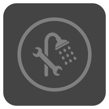 Duş sıhhi tesisat düz kare vektör simgesi