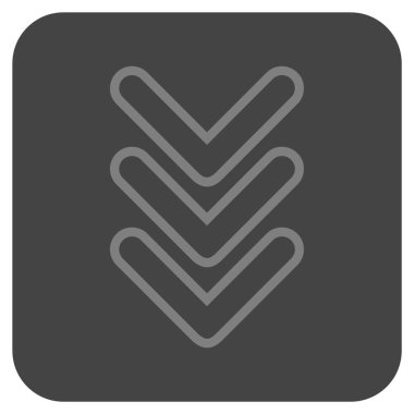 İşaretçi aşağı düz kare vektör simge üçlü