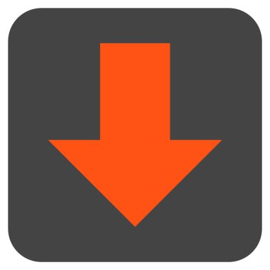 Düz aşağı ok vektör simgesi kare