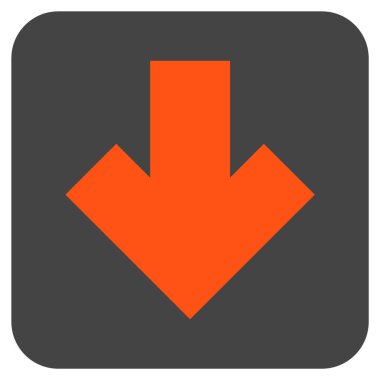 Düz aşağı ok vektör simgesi kare