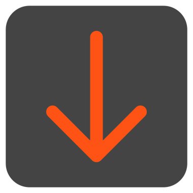 Düz aşağı ok vektör simgesi kare