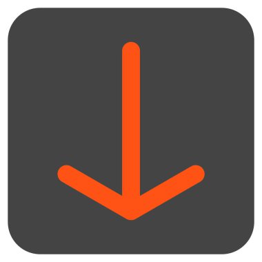 Düz aşağı ok vektör simgesi kare