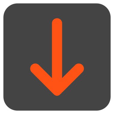 Düz aşağı ok vektör simgesi kare