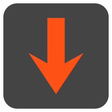 Düz aşağı ok vektör simgesi kare