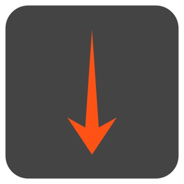 Düz aşağı ok vektör simgesi kare