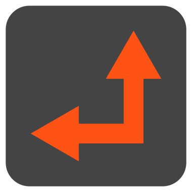 Bifurkasyon ok sol düz vektör simgesi kare.