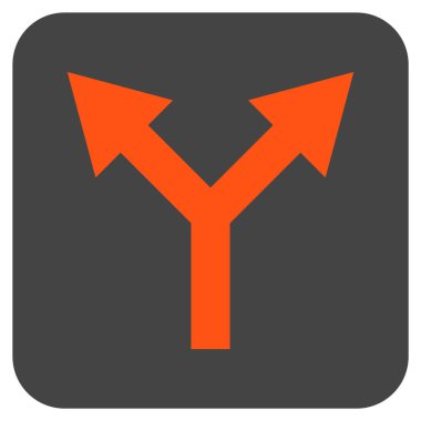 Düz yukarı çatallanma ok vektör simgesi kare