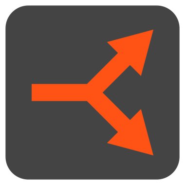 Bifurkasyon ok sağ düz vektör simgesi kare