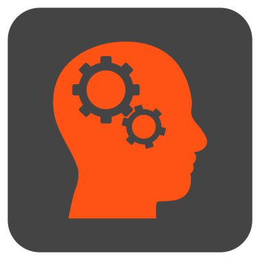 Beyin vites düz kare vektör simgesi