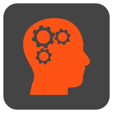 Beyin vites düz kare vektör simgesi