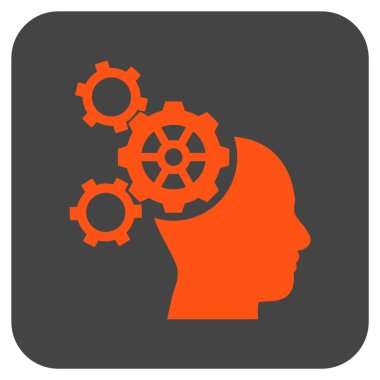 Beyin mekanik düz kare vektör simgesi