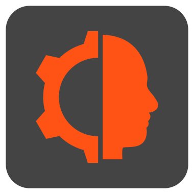 Cyborg vites düz kare vektör simgesi