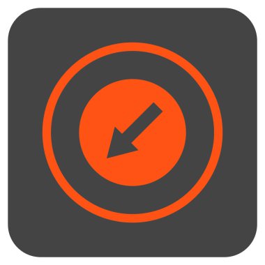 Yuvarlak aşağı sol ok düz kare vektör simgesi