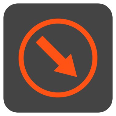 Aşağı doğru yuvarlak ok düz kare vektör simgesi