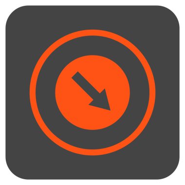 Aşağı doğru yuvarlak ok düz kare vektör simgesi