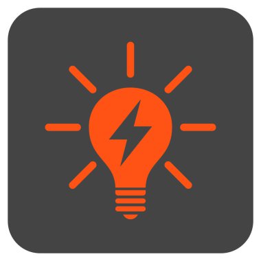 Elektrik ışık ampul düz kare vektör simgesi