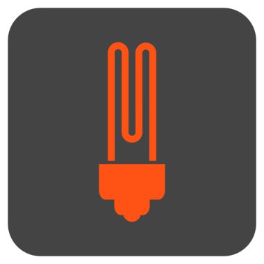 Floresan ampul düz kare vektör simgesi