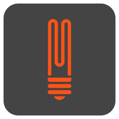 Floresan ampul düz kare vektör simgesi