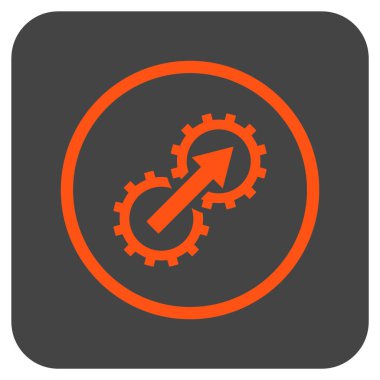 Dişli Tümleştirme düz kare vektör simgesi