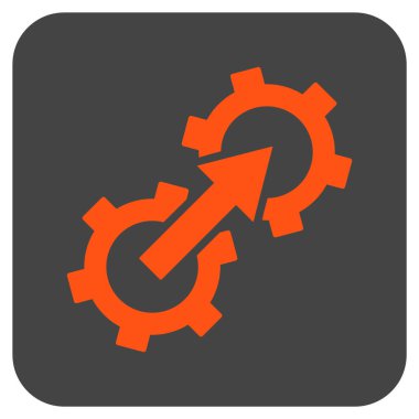 Dişli Tümleştirme düz kare vektör simgesi