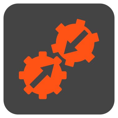 Dişli Tümleştirme düz kare vektör simgesi