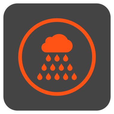 Yağmur bulutu düz kare vektör simgesi