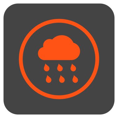 Yağmur bulutu düz kare vektör simgesi