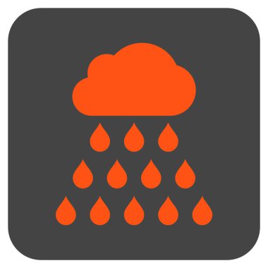 Yağmur bulutu düz kare vektör simgesi
