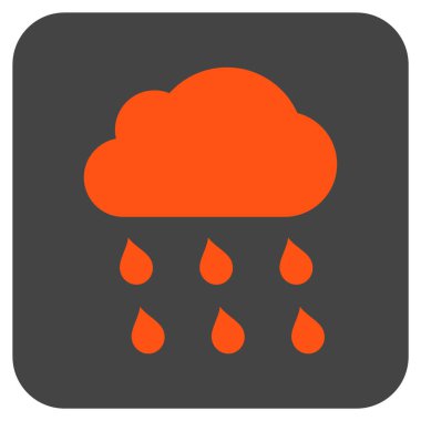 Yağmur bulutu düz kare vektör simgesi