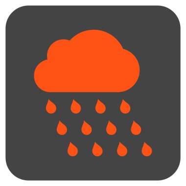 Yağmur bulutu düz kare vektör simgesi