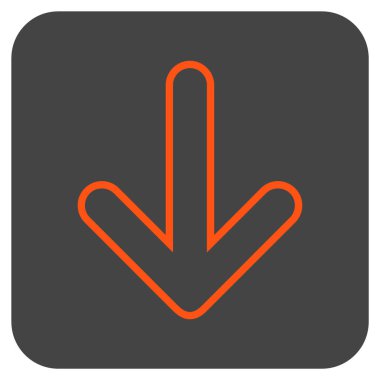 Düz aşağı yönlü ok vektör simgesi kare