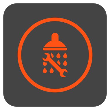 Duş sıhhi tesisat düz kare vektör simgesi